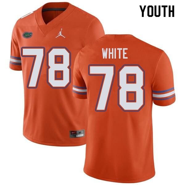 NCAA Florida Gators Ethan White Youth #78 Jordan Brand Orange Stitched Authentic College Football Jersey VQF1464PL